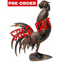71cm Aged Copper/Verdigris Finish 3D Rooster Statue On Heavy Metal Base