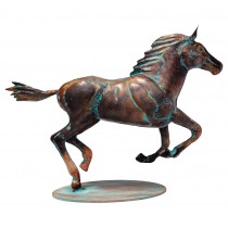 40cm Aged Copper/Verdigris Finish 3D Horse Statue On Heavy Metal Base