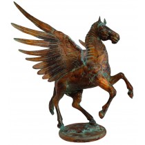 85cm Aged Copper/Verdigris Finish 3D Pegasus Statue On Heavy Metal Base