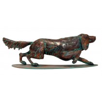 52.5cm Aged Copper/Verdigris Finish 3D Dog Statue On Heavy Metal Base