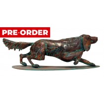 52.5cm Aged Copper/Verdigris Finish 3D Dog Statue On Heavy Metal Base
