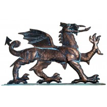 48cm Aged Copper/Verdigris Finish 1D Dragon Statue On Heavy Metal Base