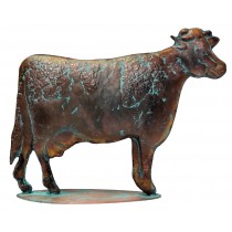 46.5cm Aged Copper/Verdigris Finish 2D Cow Statue On Heavy Metal Base