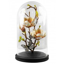 Butterflies on Orange Flowers In Glass Dome - 38 x 22cm
