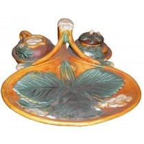 Majolica Shell Tray And Lid