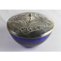 Bristol Blue Bowl with Silver Plated Top