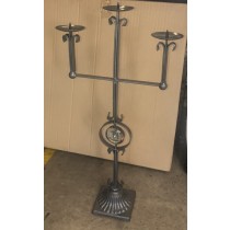 72cm Enamelled Triple Candelabra With Glass Centre