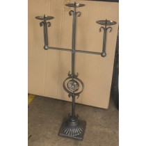 72cm Enamelled Triple Candelabra With Glass Centre