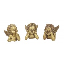 Set of 3 No Evil - Gold Angels 8.5cm