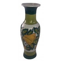 Flower Design Vase Green/Yellow 26cm
