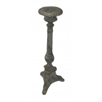 43cm Cast Iron Candlestick Aged Rusty Lead Finish