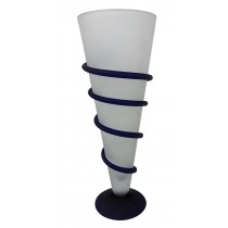 Whi/Blue Spiral Frosted Vase 27.5cm 