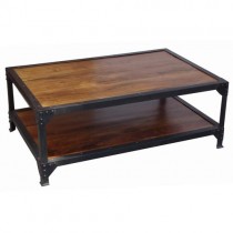 Acacia Lisbon Iron Frame Coffee Table 122cm