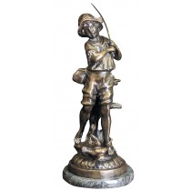 Bronze Boy Fishing Marble Base 45cm