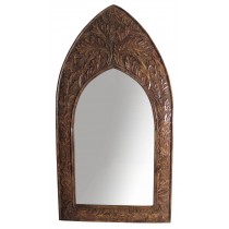 Mango Wood Gothic Mirror Leaf Design - Large 91.5cm