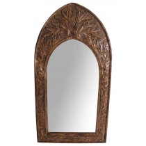 Mango Wood Gothic Mirror Leaf Design - Small 61cm