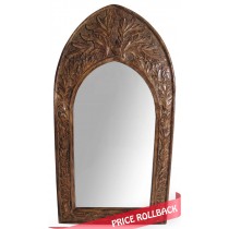Mango Wood Gothic Mirror Leaf Design - Small 61cm