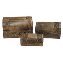 Mango Wood Celtic Design Set Of 3 Boxes 23cm