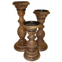 Mango Wood Candle Holders Set Of 3