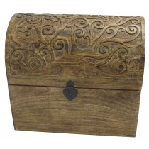 40cm Mango Wood Tree Of Life Design Wine Box (Holds 6)