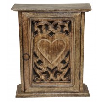 Mango Wood Heart Key Box 30.5cm