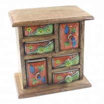 20.5cm Mango Wood Ceramic 6 Drawer Almirah (2 Sizes Of Drawer)