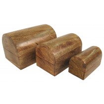 Mango Wood Set Of 3 Plain Dome Boxes 23cm