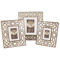 Mango Wood Set/3 Photo Frames - Burnt White Finish 39cm