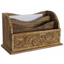 Mango Wood Flower Letter Rack 33.5cm