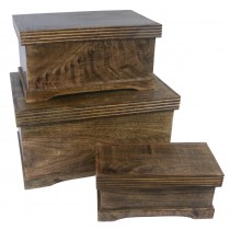 Mango Wood Set Of 3 Plain Boxes Large 46.5cm