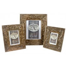 Set/3 Mango Wood Flower Photo Frames 36.8cm