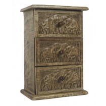 Mango Wood 3 Drawer Elephant Chest 28cm