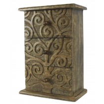 Mango Wood 3 Drawer Tree of Life Chest 28cm