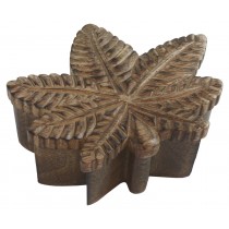 Cannabis Leaf  Mango Wood Box 14cm