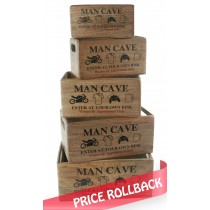 Set of 5 Mango Wood Man Cave Crates 34cm