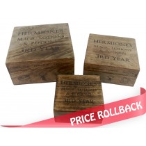 Set/3 Mango Wood Hermione Boxes 20.5cm