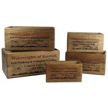 Set of 5 Mango Wood Wainwrights of Keswick Crates 34cm