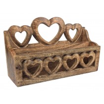 Mango Wood Cutwork Heart Letter Rack (2 Per Box) 30cm