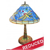 Blue Dragonfly Tiffany Shade On Mosaic Base Table Lamp 58cm