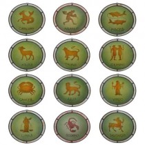 Zodiac Set of 12 Acid Etched 23cm Stained Glass Handing Sun Catchers