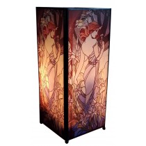 Art Nouveau Flower Lady Square Lamp Screen Printed - 27cm