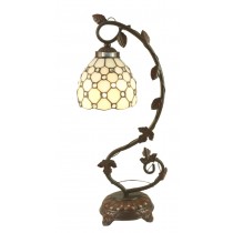 Pearl Design Tiffany Lamp On Vine Leaf Base 55cm With 16cm Shade Dia