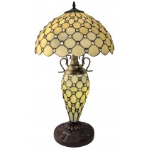 Double Lamp With Resin Base 56cm Medium - Cream Jewelled Design