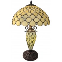 Double Lamp With Resin Base 60cm Large - Cream Jewelled Design