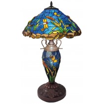 Double Lamp With Resin Base 56cm Medium - Riverbank and Dragonfly Design