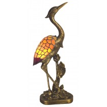 59cm Japanese Crane Head Up Tiffany Lamp - Bronze Finish