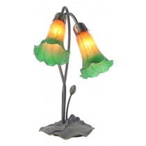 Double Lily Lamp Amber/Green - 40cm