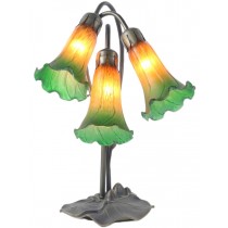 Triple Lily Lamp  Amber/Green - 40cm  