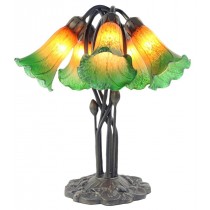 5 Shade Lily Lamp Amber/Green - 43cm