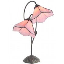 Dark Antique Finish - Double Pink Petal Shade Lamp  - 59cm